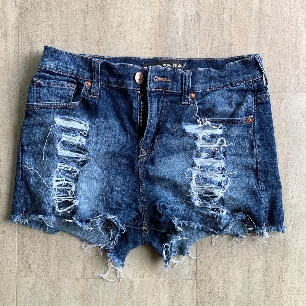 EXPRESS Distressed Jean Shorts